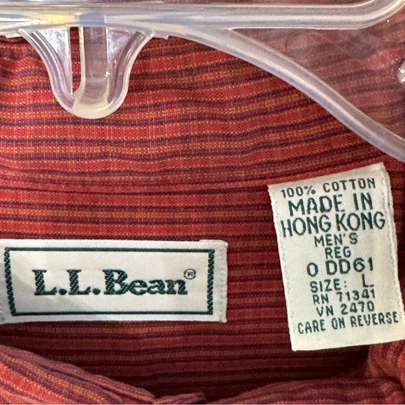 L.L. Bean Red Microcheck Shirt Men’s Large – Made in Hong Kong - Picture 3 of 5